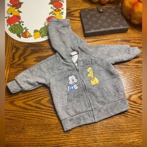 Disney Baby Hoodie sweatshirt hooded jacket zip up  0-3 months Mickey with Pluto
